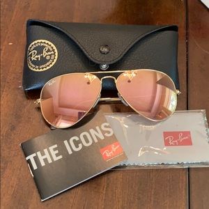 Ray-ban Aviator Mirrored Sunglasses Rose Gold
